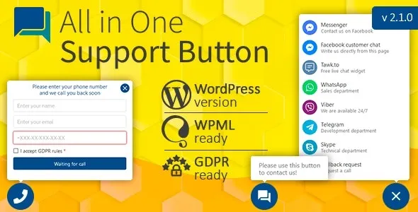 All in One Support Button v2.2.7 + Callback Request. WhatsApp, Messenger, Telegram, LiveChat and more All in One Support Button v2.2.7 + Callback Request. WhatsApp, Messenger, Telegram, LiveChat and more