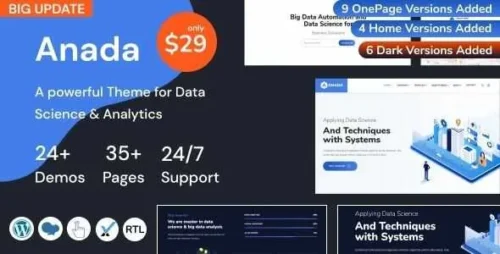 Anada Theme GPL v2.4 – Data Science & Analytics Saas WordPress Theme