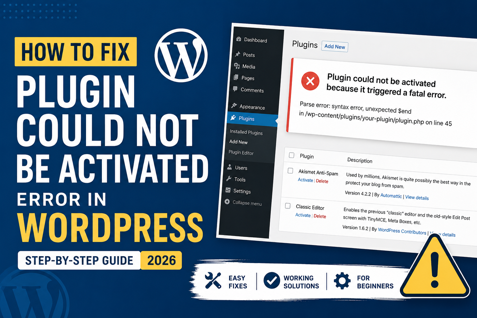 How to Fix “Plugin Could Not Be Activated” Error in WordPress